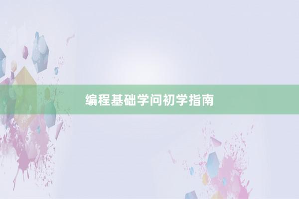 编程基础学问初学指南