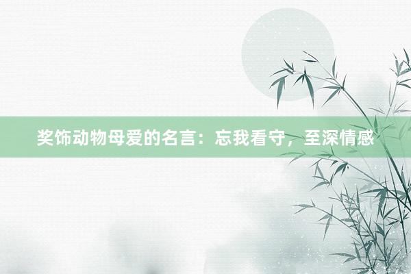 奖饰动物母爱的名言：忘我看守，至深情感